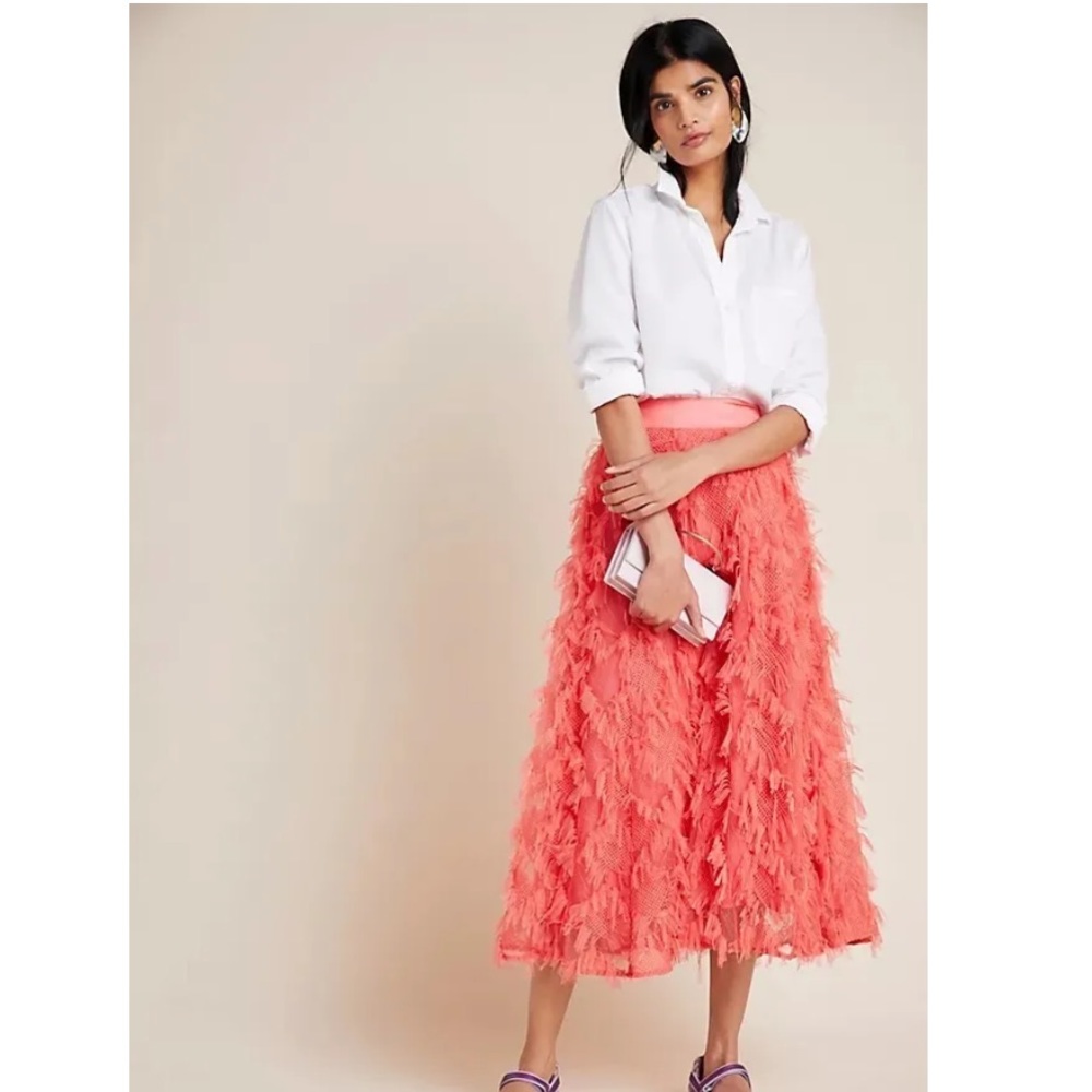 RARE Anthropologie Cynthia Textured A-Line Midi Skirt